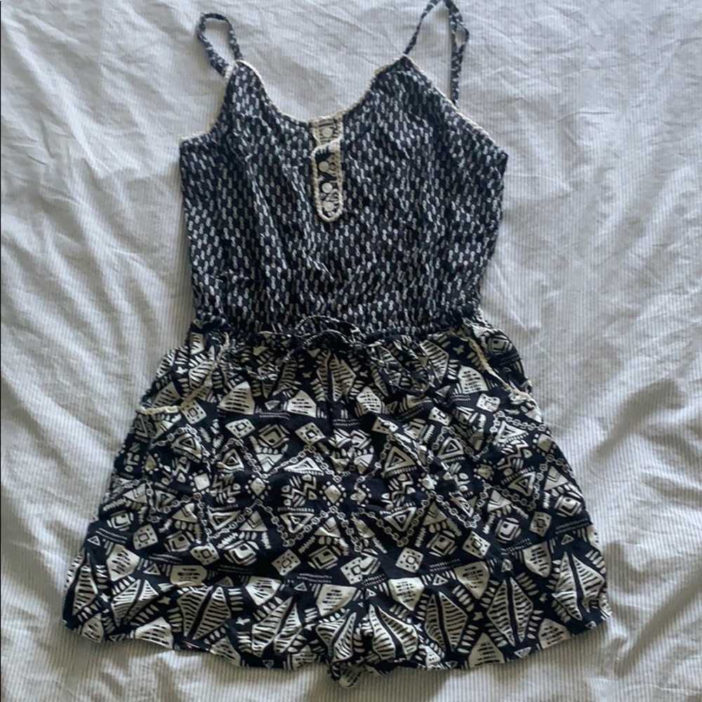 Black and white patterned romper